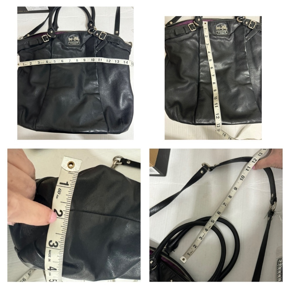 Coach Madison Sophia soft Black Leather Tote shoulder bag silver tone hardware - Picture 15 of 16